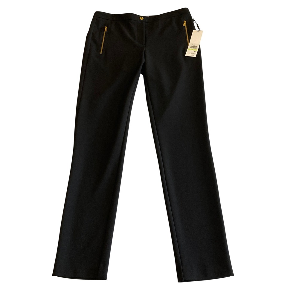 NEW Calvin Klein Pants Womens 4 (28x30) Black Gold Zip Suit Pants S8UPC380 NWT